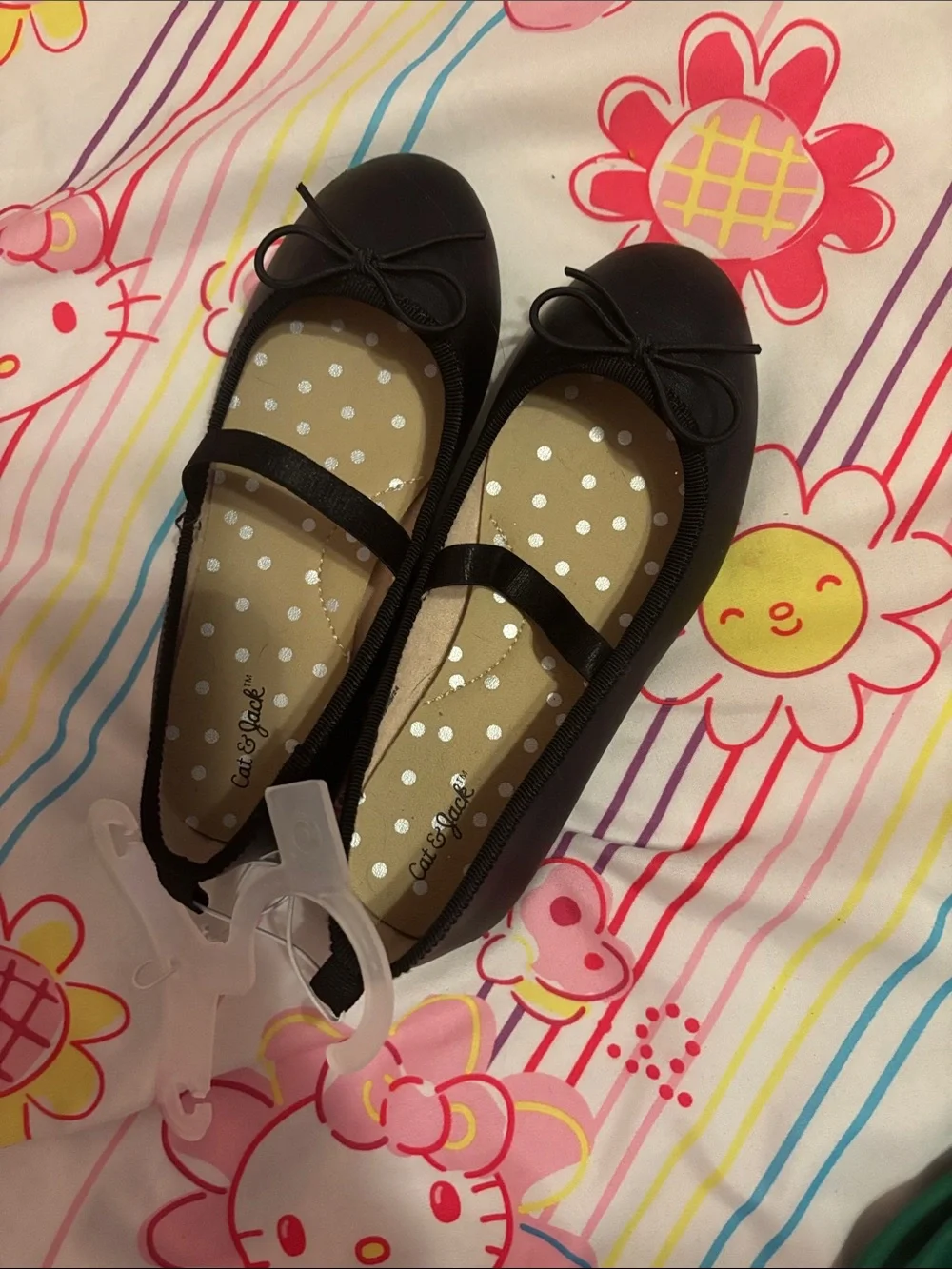 Cat & Jack Black Mary Jane Ballet Flats with Bow